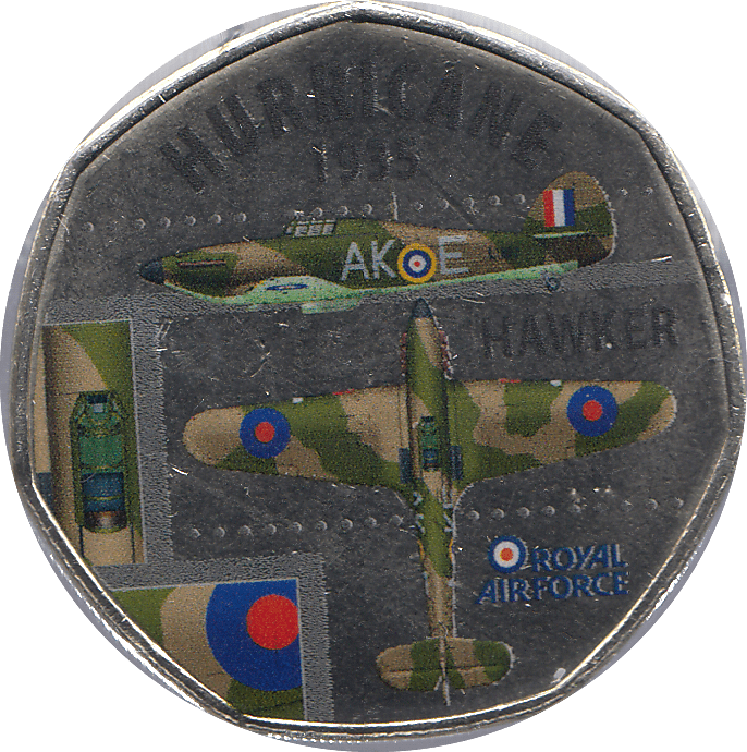 2016 50P SHAPED MEDALLION HURRICANE 1935 RAF - WORLD COINS - Cambridgeshire Coins