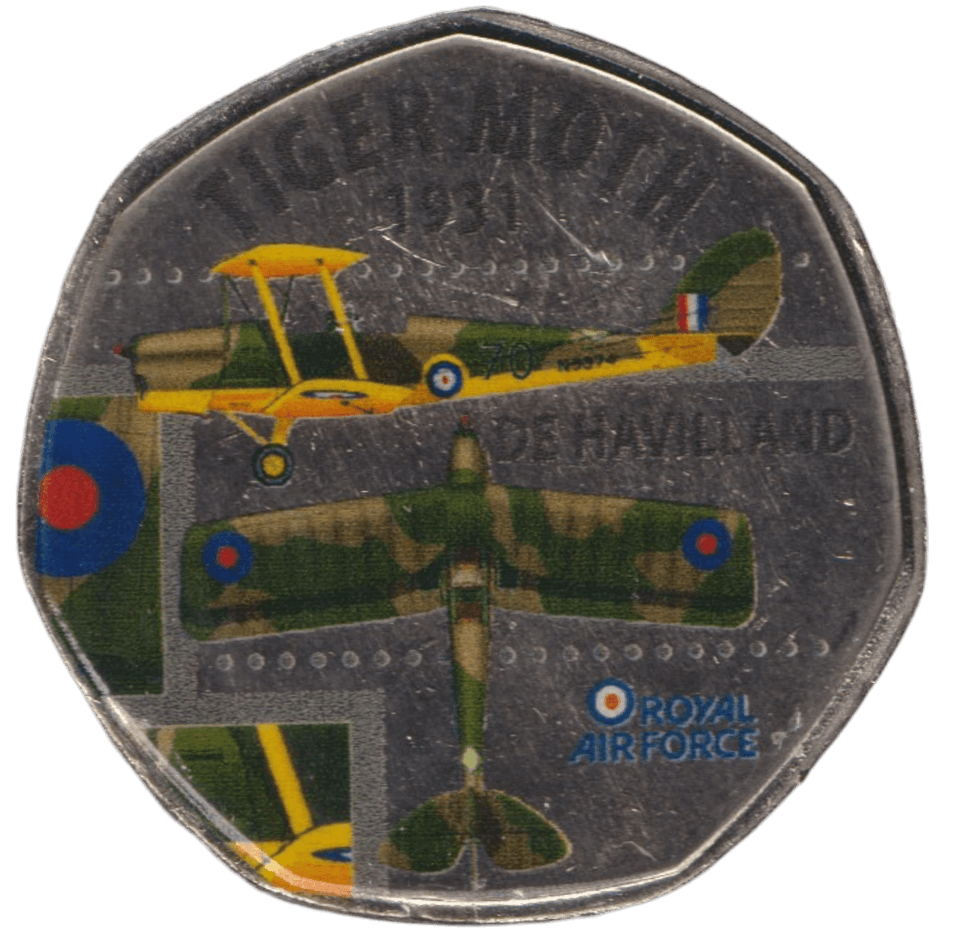 2016 50P SHAPED MEDALLION TIGER MOTH 1931 - 50P SHAPED COIN - Cambridgeshire Coins