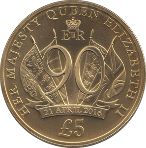 2016 90TH BIRTHDAY FIVE POUNDS BAILIWICK OF JERSEY - WORLD COINS - Cambridgeshire Coins