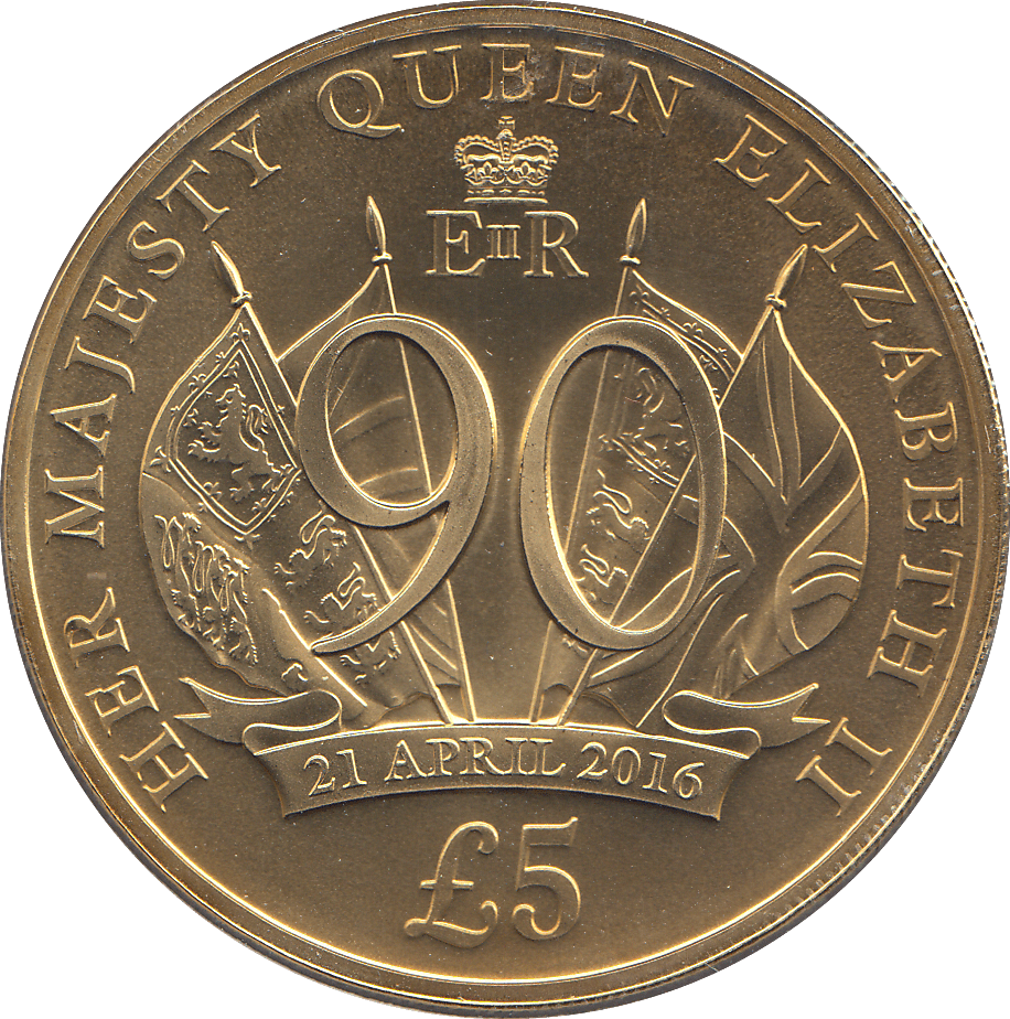 2016 90TH BIRTHDAY FIVE POUNDS BAILIWICK OF JERSEY - WORLD COINS - Cambridgeshire Coins