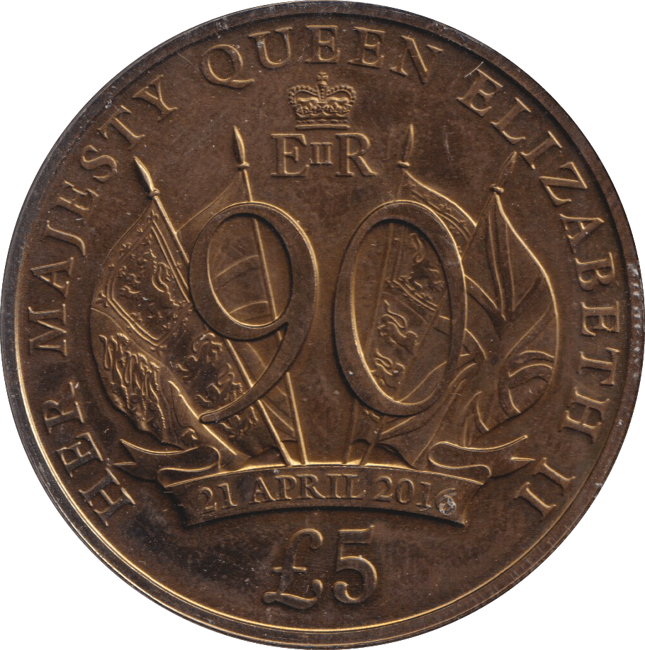 2016 90TH BIRTHDAY FIVE POUNDS BAILIWICK OF JERSEY - WORLD COINS - Cambridgeshire Coins