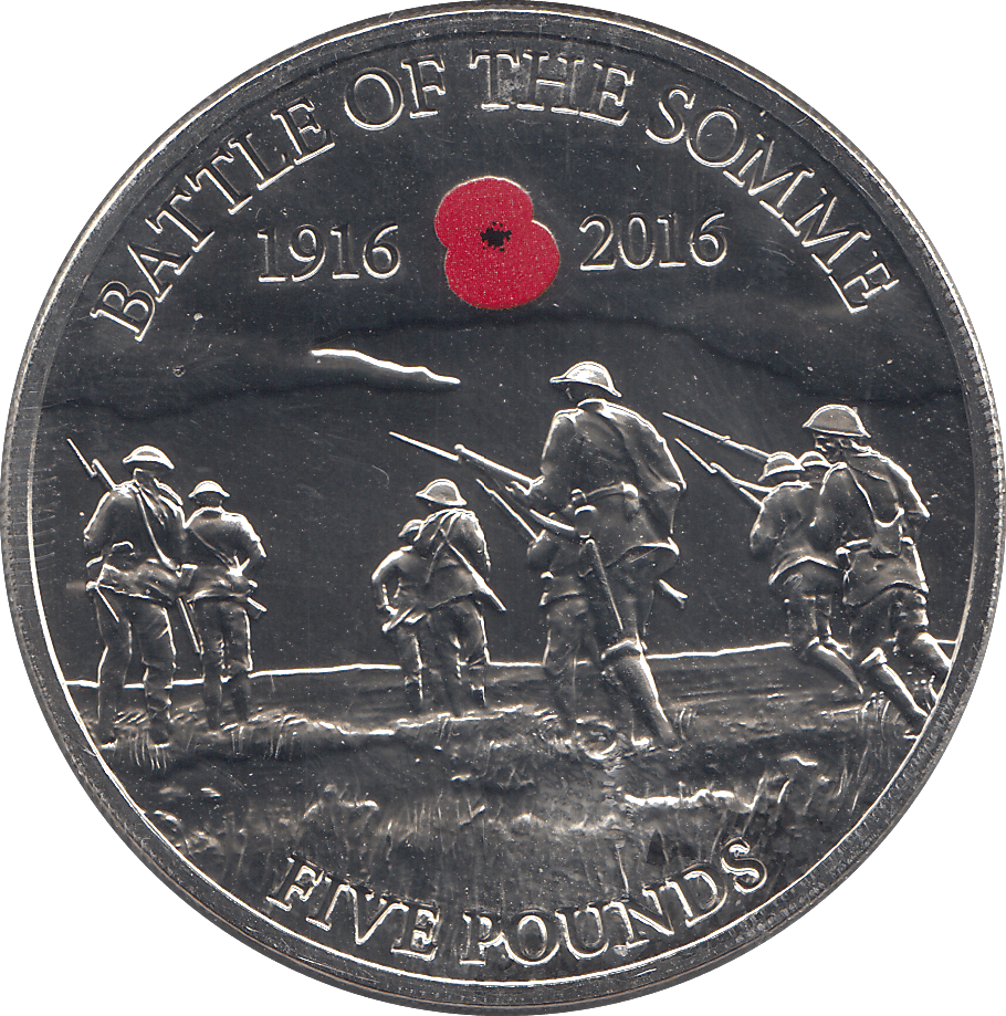 2016 BATTLE OF SOMME FIVE POUNDS BAILIWICK OF GUERNSEY - WORLD COINS - Cambridgeshire Coins