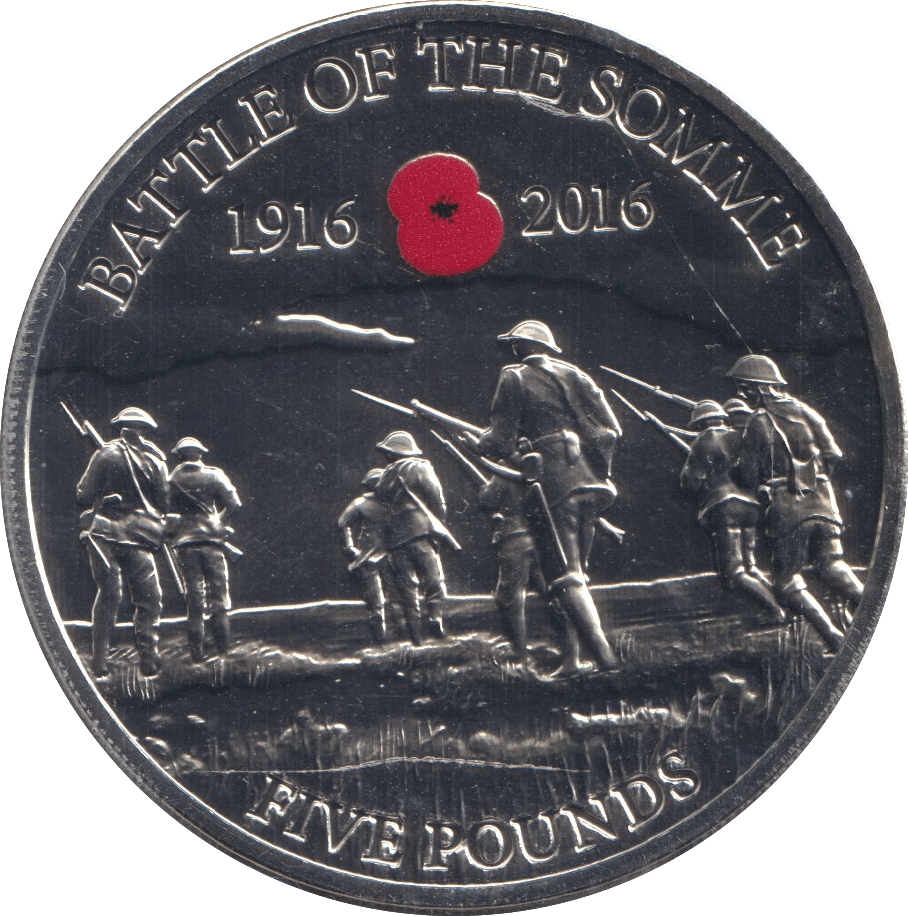 2016 BATTLE OF THE SOMME £5 BAILIWICK OF GUERNSEY BU - WORLD COINS - Cambridgeshire Coins