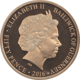 2016 FIFTY PENCE GUERNSEY - WORLD COINS - Cambridgeshire Coins