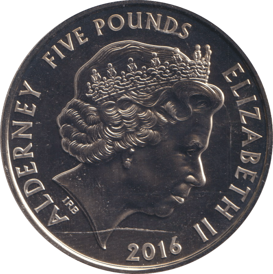 2016 FIVE POUND ALDERNEY BU - £5 BU - Cambridgeshire Coins