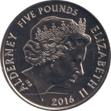 2016 FIVE POUND ALDERNEY BU - £5 BU - Cambridgeshire Coins