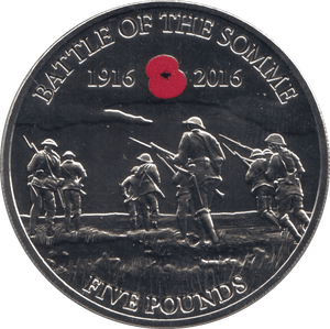2016 FIVE POUNDS BATTLE OF THE SOMME - WORLD COINS - Cambridgeshire Coins