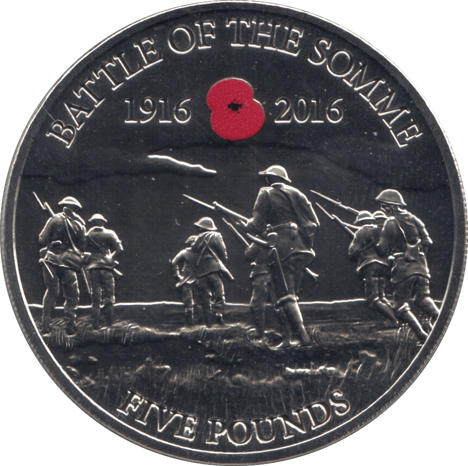 2016 FIVE POUNDS BATTLE OF THE SOMME - WORLD COINS - Cambridgeshire Coins