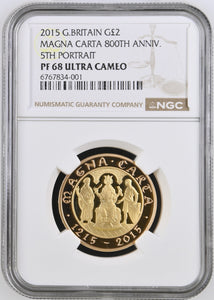 2016 GOLD PROOF £2 MAGNA CARTA 800TH ANNIVERSARY ULTRA CAMEO PF 68 - NGC GOLD £2 - Cambridgeshire Coins