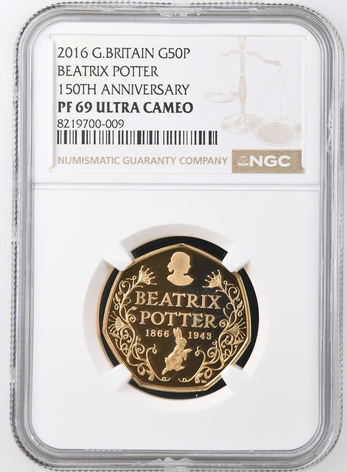 2016 GOLD PROOF 50P BEATRIX POTTER 150TH ANNIVERSARY PF 69 ULTRA CAMEO - NGC GOLD 50P - Cambridgeshire Coins