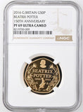 2016 GOLD PROOF 50P BEATRIX POTTER NGC PF 69 ULTRA CAMEO - NGC GOLD 50P - Cambridgeshire Coins