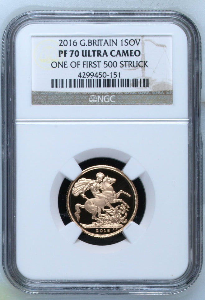 2016 GOLD SOVEREIGN PF 70 - NGC GOLD SOVEREIGN - Cambridgeshire Coins