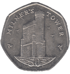 2016 MILNER'S TOWER 50P ISLE OF MAN - 50P REGIONAL ISSUES - Cambridgeshire Coins