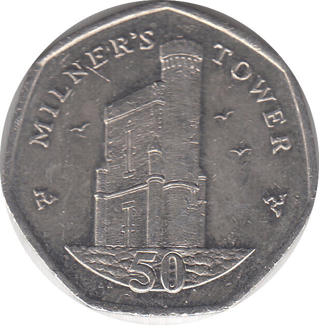 2016 MILNER'S TOWER 50P ISLE OF MAN - WORLD COINS - Cambridgeshire Coins