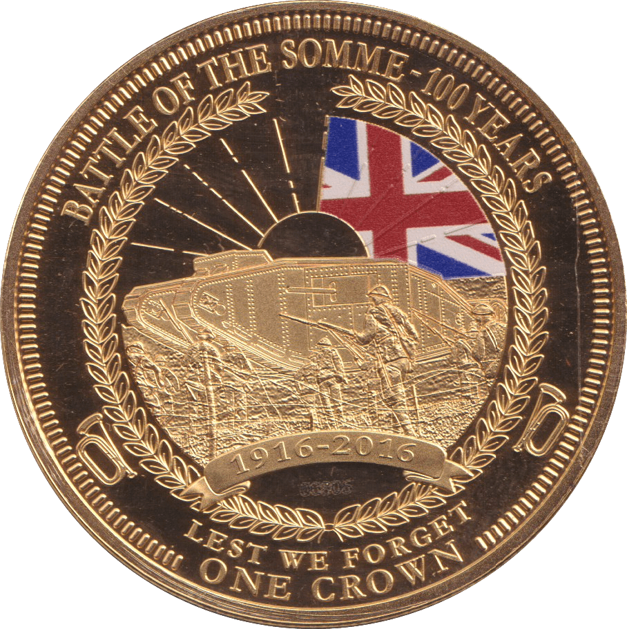 2016 ONE CROWN BATTLE OF SOMME LEST WE FORGET PROOF - WORLD COINS - Cambridgeshire Coins