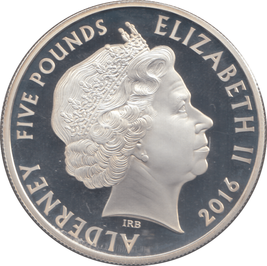 2016 SILVER £5 ALDERNEY ( PROOF ) - SILVER WORLD COINS - Cambridgeshire Coins