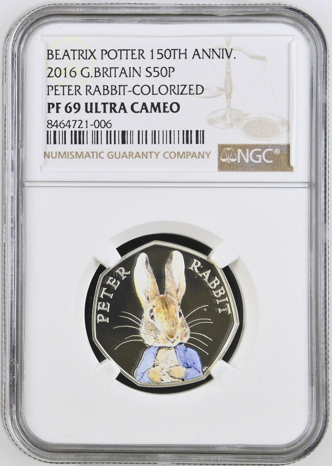 2016 SILVER 50P PETER RABBIT PF 69 ULTRA CAMEO - NGC SILVER COINS - Cambridgeshire Coins