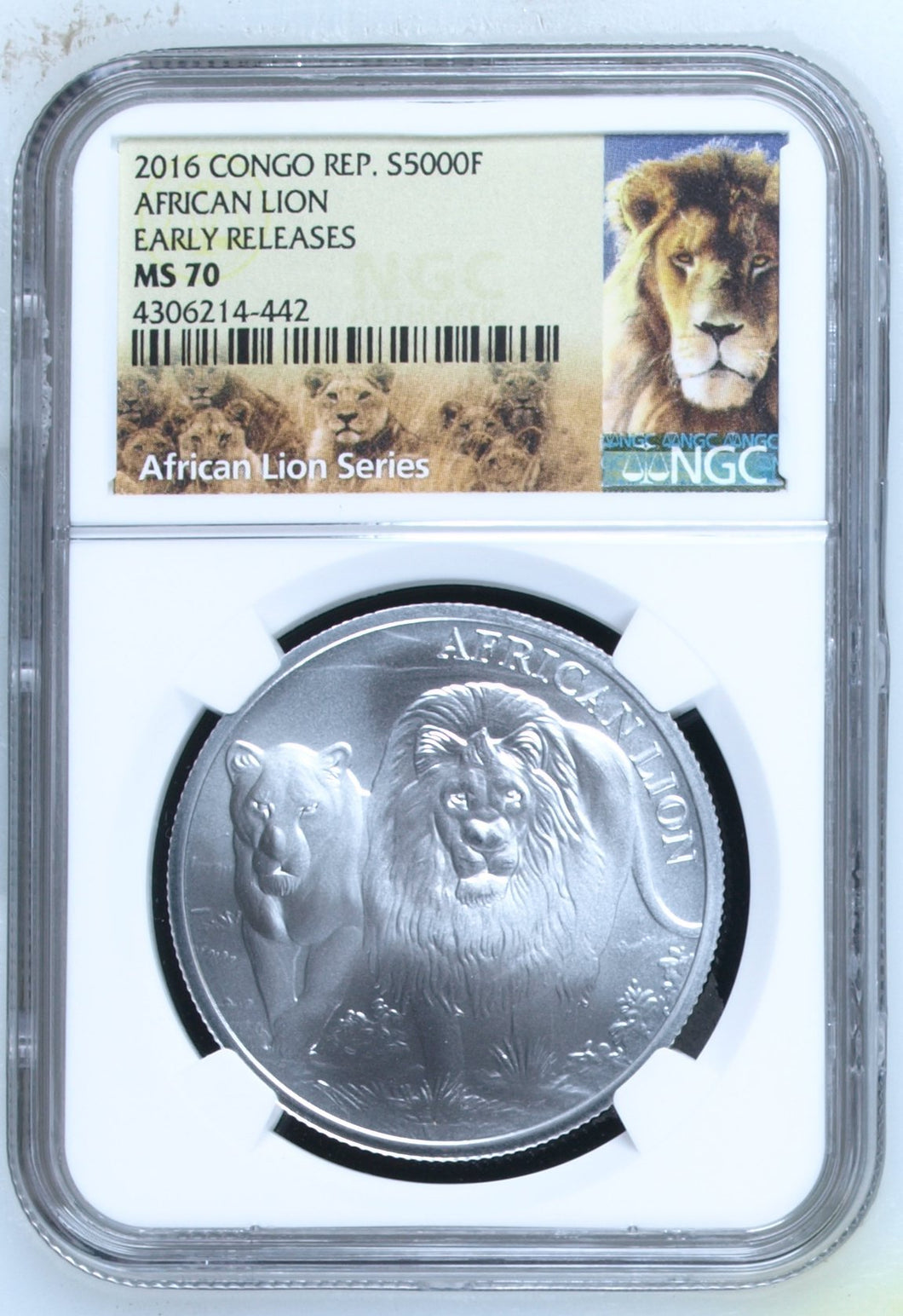 2016 SILVER AFRICAN LION 5000 FRANCS EARLY RELEASE CONGO NGC MS 70 - NGC SILVER COINS - Cambridgeshire Coins