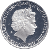 2016 SILVER HALFCROWN GIBRALTAR - SILVER WORLD COINS - Cambridgeshire Coins