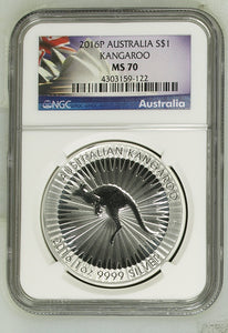 2016 SILVER KANGAROO $1 AUSTRALIA NGC MS 70 - NGC SILVER COINS - Cambridgeshire Coins