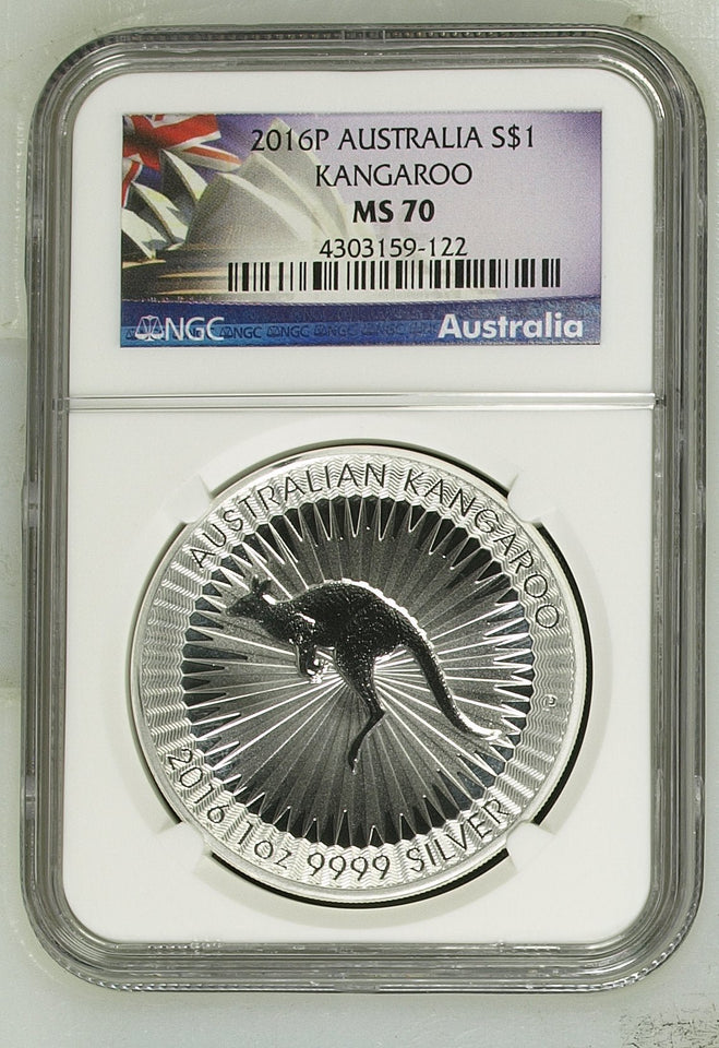 2016 SILVER KANGAROO $1 AUSTRALIA NGC MS 70 - NGC SILVER COINS - Cambridgeshire Coins