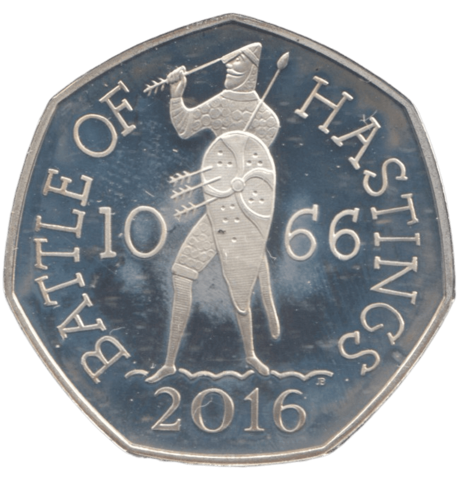 2016 SILVER PROOF 50P BATTLE OF HASTINGS - 50P Silver Proof - Cambridgeshire Coins