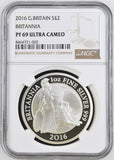 2016 SILVER PROOF BRITANNIA PF 69 ULTRA CAMEO - NGC SILVER COINS - Cambridgeshire Coins