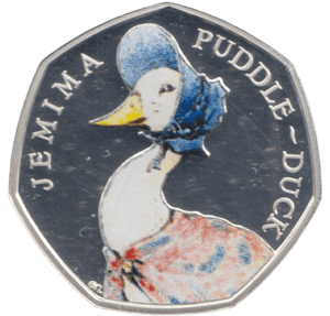 2016 SILVER PROOF COLOURED 50 P JEMIMA PUDDLEDUCK - 50P Silver Proof - Cambridgeshire Coins