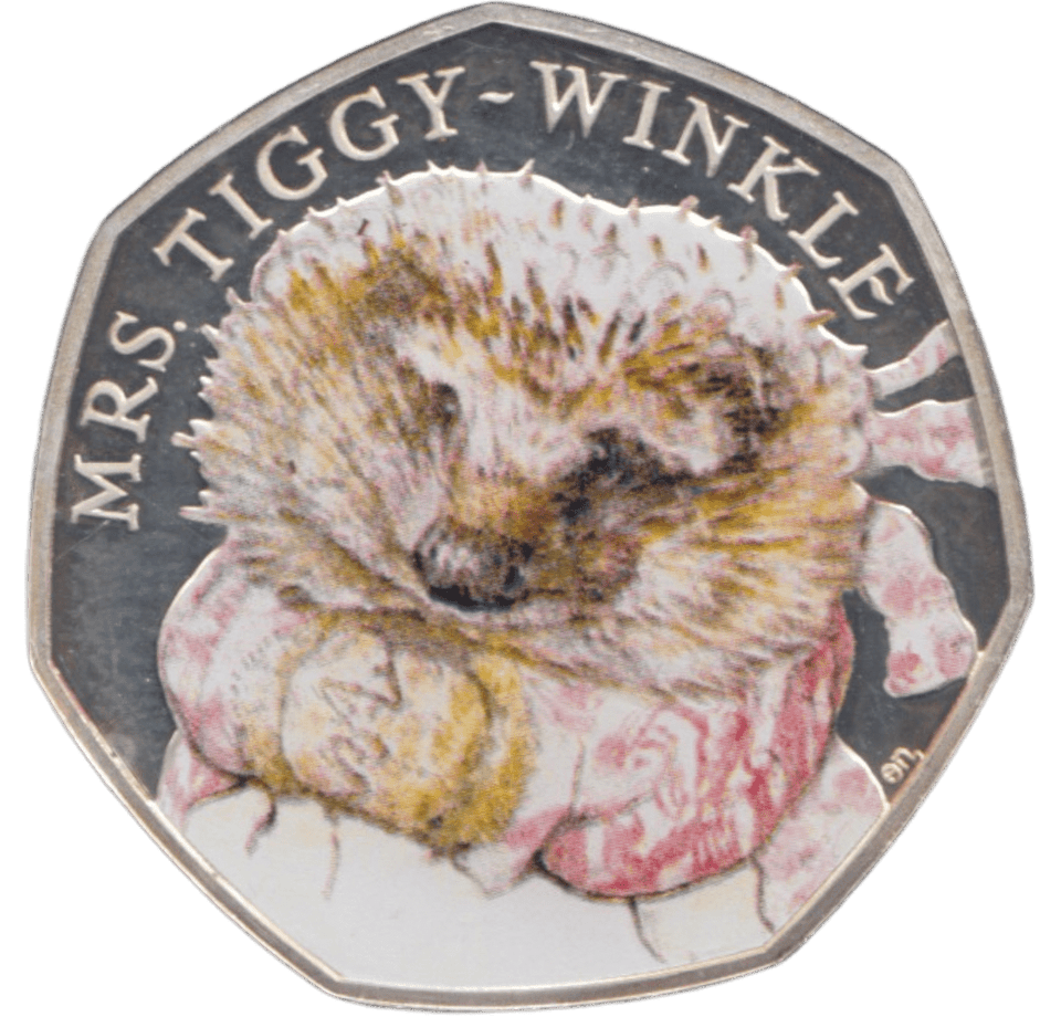 2016 SILVER PROOF COLOURED 50 P MRS TIGGY WINKLE - 50P Silver Proof - Cambridgeshire Coins