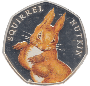 2016 SILVER PROOF COLOURED 50 P SQUIRREL NUTKIN - 50P Silver Proof - Cambridgeshire Coins