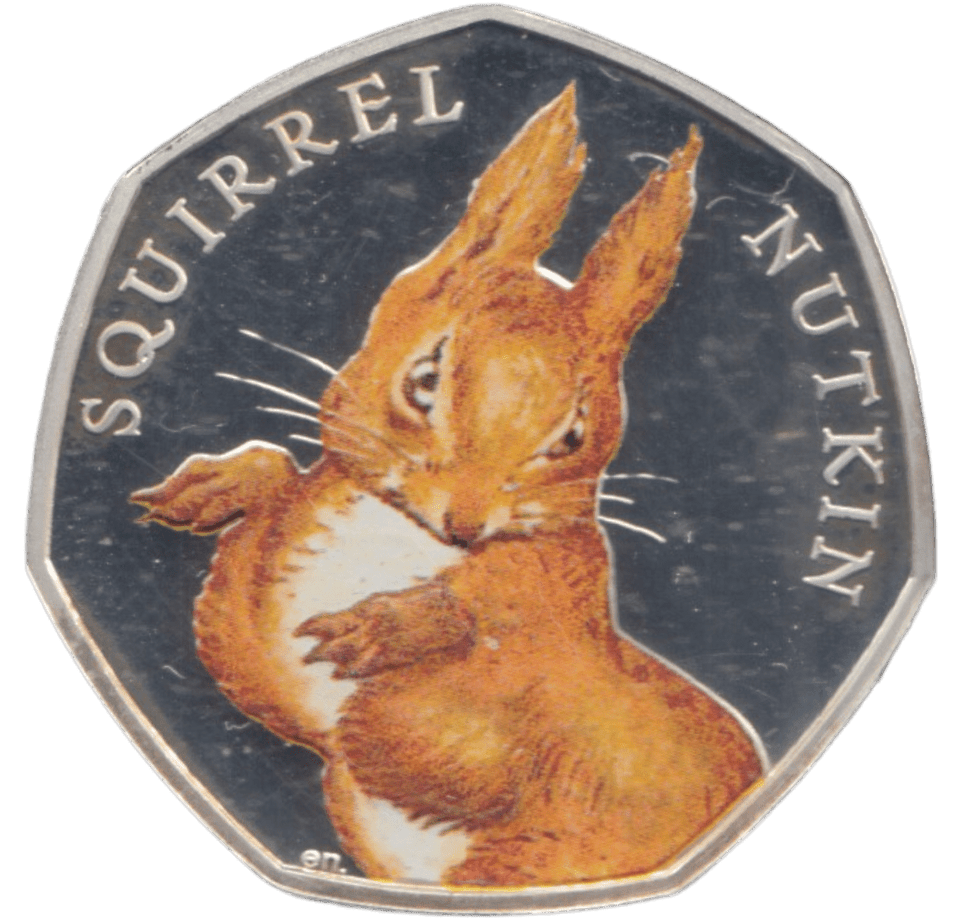 2016 SILVER PROOF COLOURED 50 P SQUIRREL NUTKIN - 50P Silver Proof - Cambridgeshire Coins