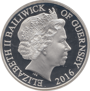 2016 SILVER PROOF FIVE POUNDS GUERNSEY - SILVER WORLD COINS - Cambridgeshire Coins