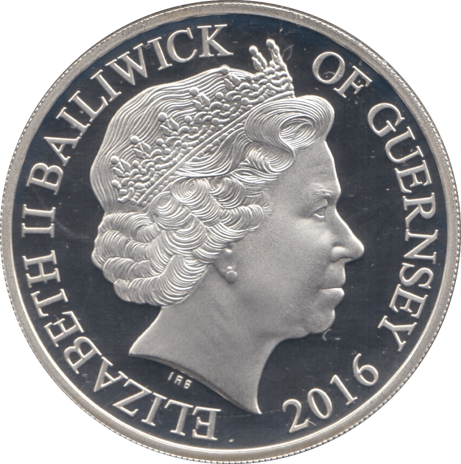 2016 SILVER PROOF FIVE POUNDS GUERNSEY - SILVER WORLD COINS - Cambridgeshire Coins