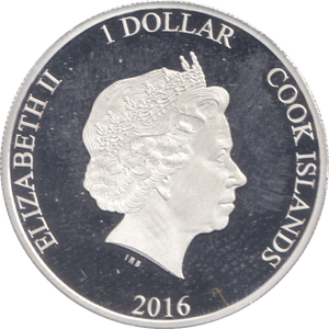 2016 SILVER PROOF ONE DOLLAR COOK ISLANDS - SILVER WORLD COINS - Cambridgeshire Coins