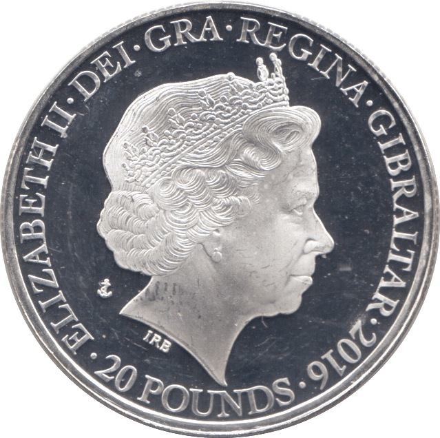 2016 SILVER PROOF TWENTY POUNDS GIBRALTAR - SILVER WORLD COINS - Cambridgeshire Coins