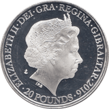 2016 SILVER PROOF TWENTY POUNDS GIBRALTAR - SILVER WORLD COINS - Cambridgeshire Coins