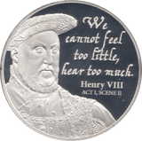 2016 SILVER PROOF TWO DOLLARS COOK ISLANDS HENRY VIII - SILVER WORLD COINS - Cambridgeshire Coins