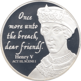2016 SILVER PROOF TWO DOLLARS COOK ISLANDS HENRY V - SILVER WORLD COINS - Cambridgeshire Coins