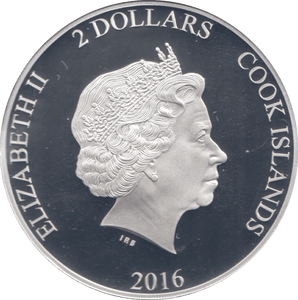2016 SILVER PROOF TWO DOLLARS COOK ISLANDS JOHN - SILVER WORLD COINS - Cambridgeshire Coins