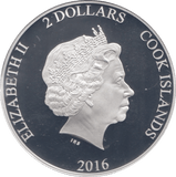 2016 SILVER PROOF TWO DOLLARS COOK ISLANDS JOHN - SILVER WORLD COINS - Cambridgeshire Coins