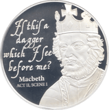 2016 SILVER PROOF TWO DOLLARS COOK ISLANDS MACBETH - SILVER WORLD COINS - Cambridgeshire Coins