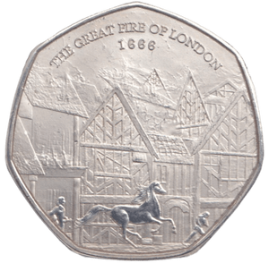 2016 THE GREAT FIRE OF LONDON 50P SHAPED COIN - 50P SHAPED COIN - Cambridgeshire Coins