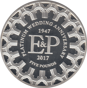 2017 £5 PLATINUM WEDDING ANNIVERSARY SILVER PROOF - SILVER WORLD COINS - Cambridgeshire Coins