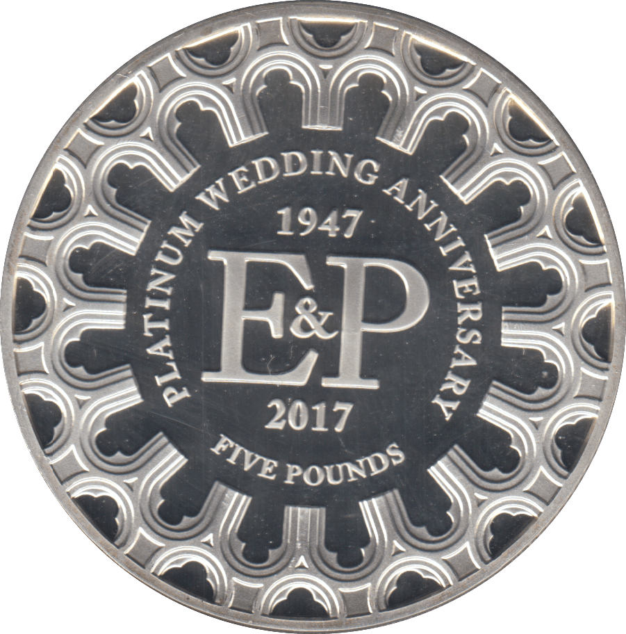 2017 £5 PLATINUM WEDDING ANNIVERSARY SILVER PROOF - SILVER WORLD COINS - Cambridgeshire Coins