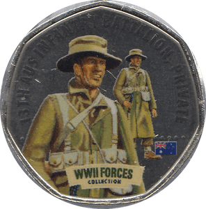 2017 50 p SHAPED MEDALLION 13TH INFANTRY BATALION PRIVATE - WORLD COINS - Cambridgeshire Coins