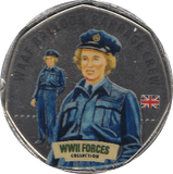 2017 50 p SHAPED MEDALLION WAAF BALLON BARRAGE CREW - WORLD COINS - Cambridgeshire Coins