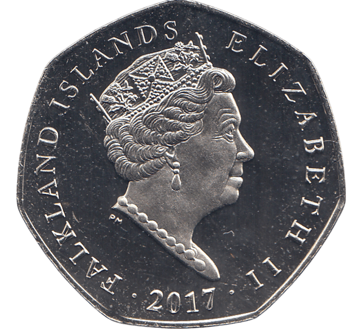 2017 50 PENCE GENTOO PENGUIN FALKLAND ISLANDS COLOURISED ( BU ) - WORLD COINS - Cambridgeshire Coins