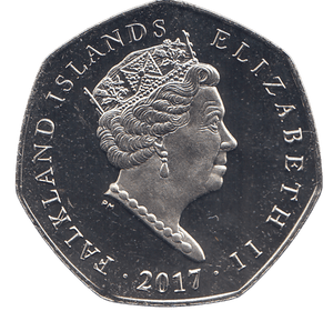 2017 50 PENCE KING PENGUIN FALKLAND ISLANDS COLOURISED ( BU ) - WORLD COINS - Cambridgeshire Coins