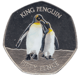 2017 50 PENCE KING PENGUIN FALKLAND ISLANDS COLOURISED ( BU ) - WORLD COINS - Cambridgeshire Coins