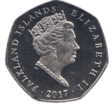 2017 50 PENCE MAGELLANIC PENGUIN FALKLAND ISLANDS COLOURISED ( BU ) - WORLD COINS - Cambridgeshire Coins